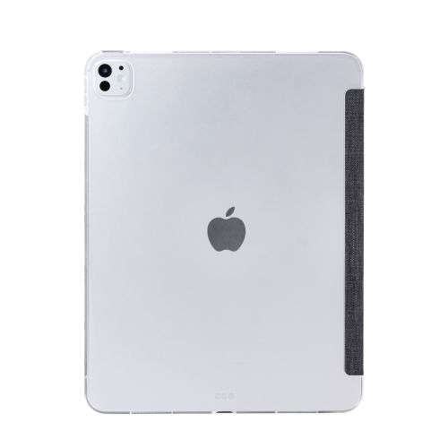 13インチiPad Pro(M4)/フラップケース/薄型軽量/ファブリック/背面クリア/2アングル/ブラック