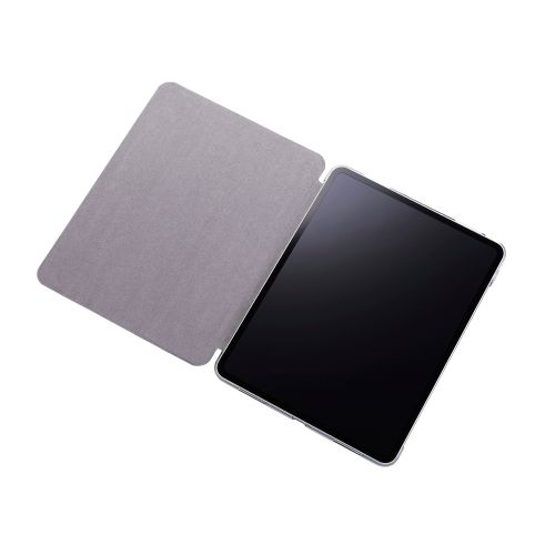 13インチiPad Pro(M4)/フラップケース/薄型軽量/ファブリック/背面クリア/2アングル/ブラック