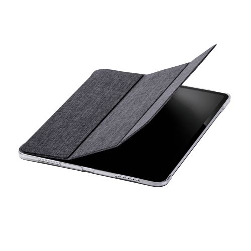 13インチiPad Pro(M4)/フラップケース/薄型軽量/ファブリック/背面クリア/2アングル/ブラック