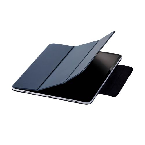 13インチiPad Pro(M4)/フラップケース/超薄型/ソフトレザー/マグネット装着/スリープ対応/ネイビー