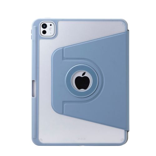 11インチiPad Pro(M4)/フラップケース/360度回転/マグネット着脱/背面クリア/ブルーグレー