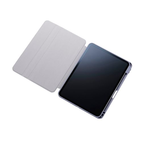 11インチiPad Pro(M4)/フラップケース/360度回転/マグネット着脱/背面クリア/ブルーグレー