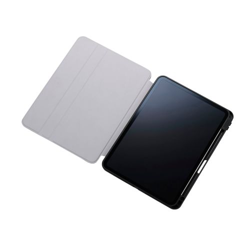 11インチiPad Pro(M4)/フラップケース/360度回転/マグネット着脱/背面クリア/ブラック