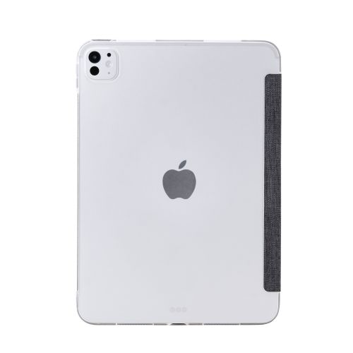 11インチiPad Pro(M4)/フラップケース/薄型軽量/ファブリック/背面クリア/2アングル/ブラック