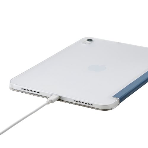 iPad 11インチ(A16)/10.9インチ(第10世代)/フラップケース/薄型軽量/背面クリア/2アングル/スリープ対応/ブルーグレー