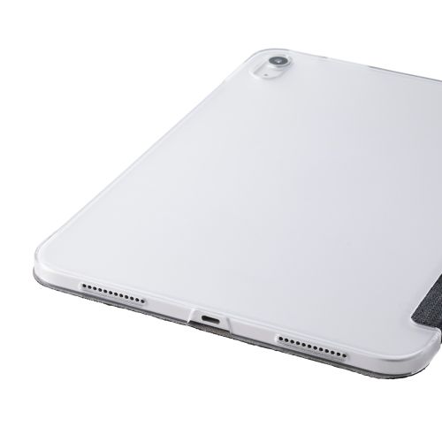 iPad 11インチ(A16)/10.9インチ(第10世代)/フラップケース/薄型軽量/ファブリック/背面クリア/2アングル/ブラック