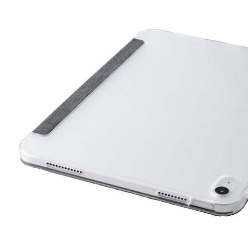 iPad 11インチ(A16)/10.9インチ(第10世代)/フラップケース/薄型軽量/ファブリック/背面クリア/2アングル/ブラック