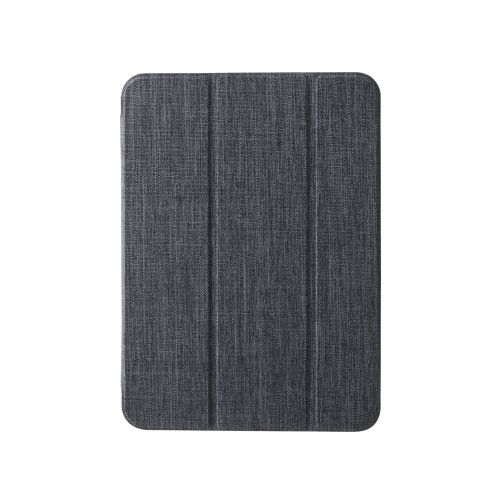 iPad 11インチ(A16)/10.9インチ(第10世代)/フラップケース/薄型軽量/ファブリック/背面クリア/2アングル/ブラック