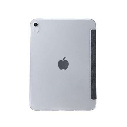 iPad 11インチ(A16)/10.9インチ(第10世代)/フラップケース/薄型軽量/ファブリック/背面クリア/2アングル/ブラック