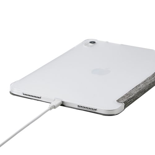 iPad 11インチ(A16)/10.9インチ(第10世代)/フラップケース/薄型軽量/ファブリック/背面クリア/2アングル/グレー