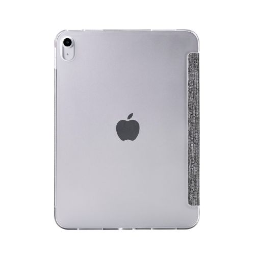 iPad 11インチ(A16)/10.9インチ(第10世代)/フラップケース/薄型軽量/ファブリック/背面クリア/2アングル/グレー