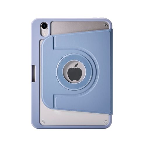 8.3インチiPad mini(A17 Pro)/フラップケース/360度回転/マグネット着脱/背面クリア/ブルーグレー