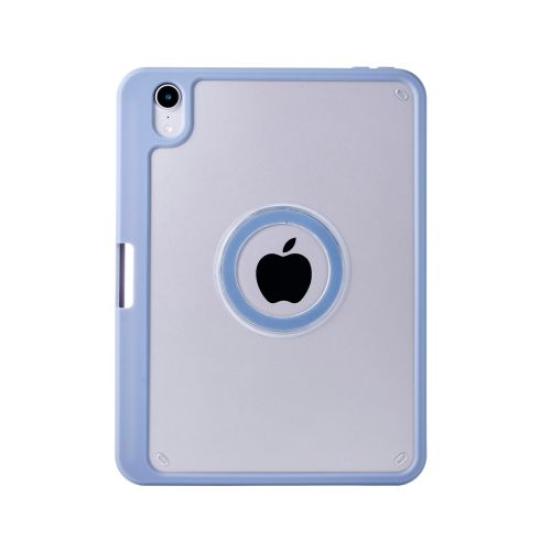 8.3インチiPad mini(A17 Pro)/フラップケース/360度回転/マグネット着脱/背面クリア/ブルーグレー