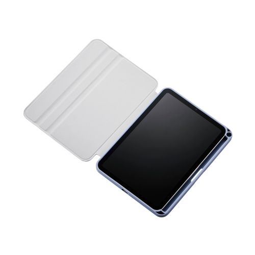 8.3インチiPad mini(A17 Pro)/フラップケース/360度回転/マグネット着脱/背面クリア/ブルーグレー