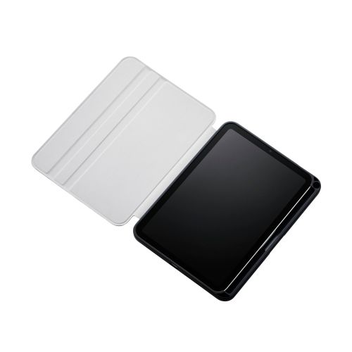 8.3インチiPad mini(A17 Pro)/フラップケース/360度回転/マグネット着脱/背面クリア/ブラック