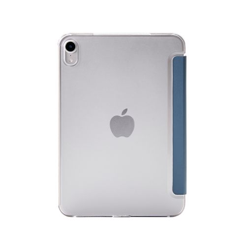 8.3インチiPad mini(A17 Pro)/フラップケース/薄型軽量/背面クリア/2アングル/スリープ対応/ブルーグレー
