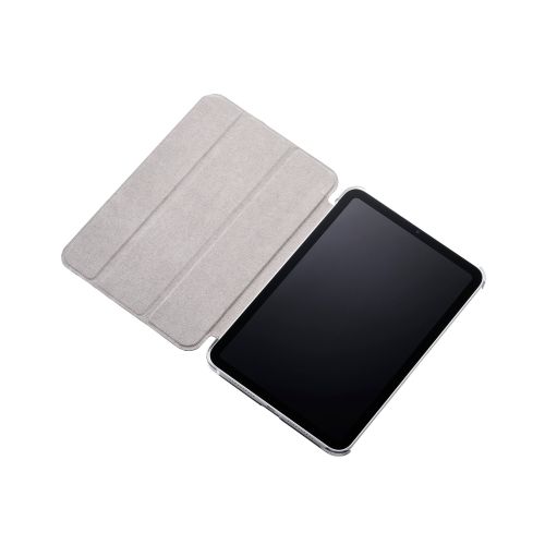 8.3インチiPad mini(A17 Pro)/フラップケース/薄型軽量/背面クリア/2アングル/スリープ対応/ブラック