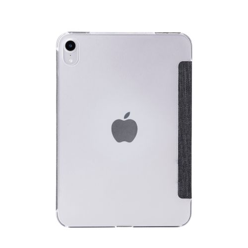 8.3インチiPad mini(A17 Pro)/フラップケース/薄型軽量/ファブリック/背面クリア/2アングル/ブラック