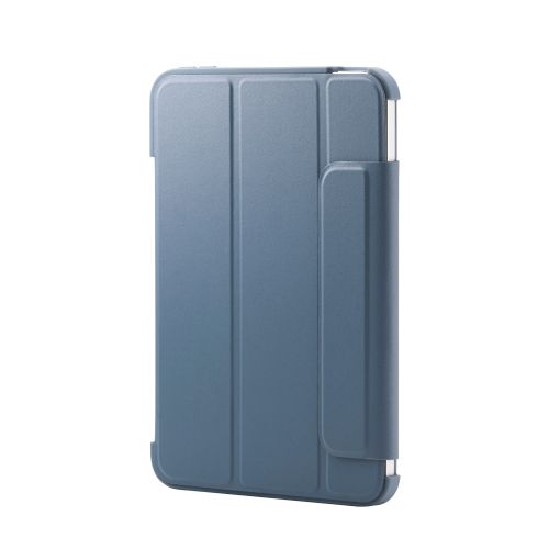 8.3インチiPad mini(A17 Pro)/フラップケース/薄型軽量/背面クリア/フレームカラー/ブルーグレー