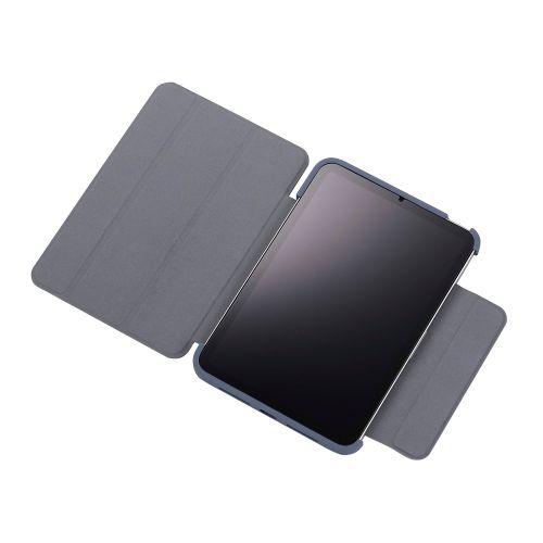 8.3インチiPad mini(A17 Pro)/フラップケース/薄型軽量/背面クリア/フレームカラー/ブルーグレー