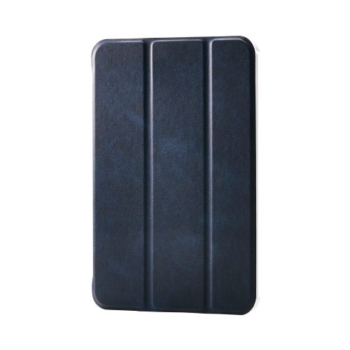 8.3インチiPad mini(A17 Pro)/フラップケース/薄型軽量/背面クリア/2アングル/スリープ対応/ネイビー