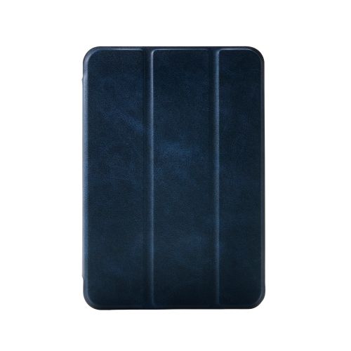 8.3インチiPad mini(A17 Pro)/フラップケース/薄型軽量/背面クリア/2アングル/スリープ対応/ネイビー