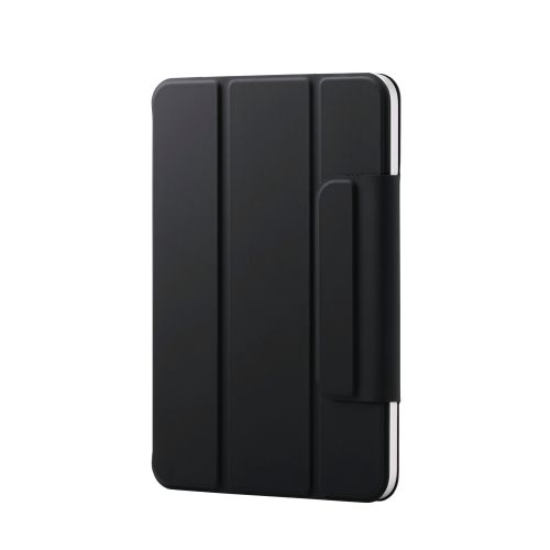 8.3インチiPad mini(A17 Pro)/フラップケース/超薄型/ソフトレザー/マグネット装着/スリープ対応/ブラック