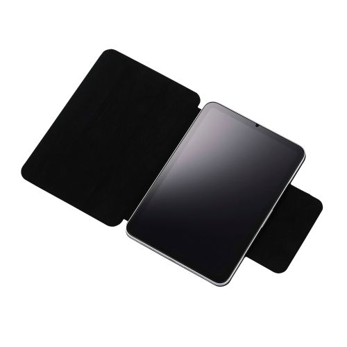 8.3インチiPad mini(A17 Pro)/フラップケース/超薄型/ソフトレザー/マグネット装着/スリープ対応/ブラック