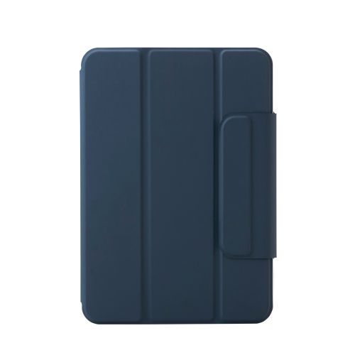 8.3インチiPad mini(A17 Pro)/フラップケース/超薄型/ソフトレザー/マグネット装着/スリープ対応/ネイビー