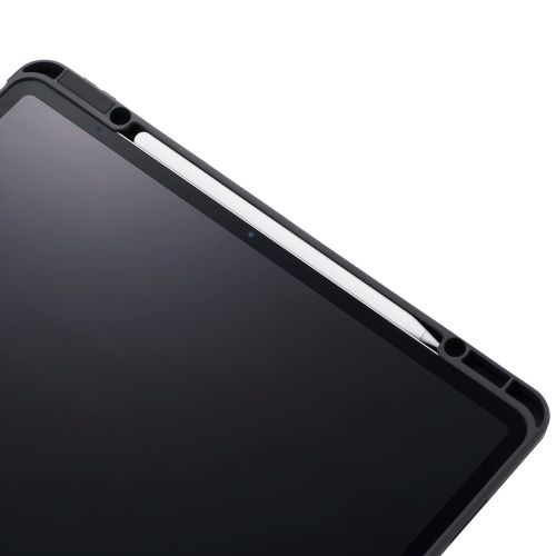 13インチiPad Air(M2)/フラップケース/360度回転/マグネット着脱/背面クリア/ブラック