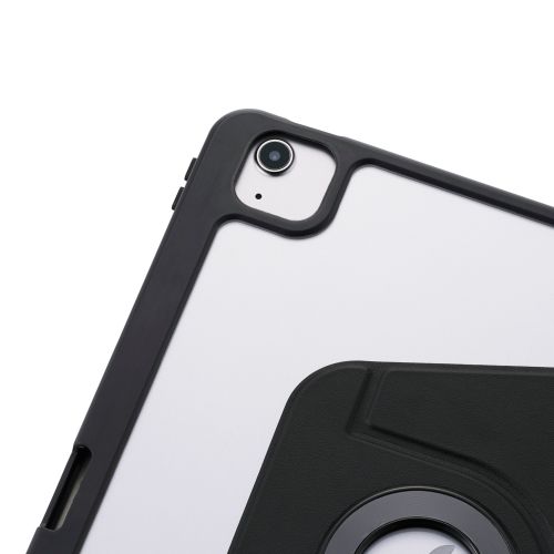13インチiPad Air(M2)/フラップケース/360度回転/マグネット着脱/背面クリア/ブラック