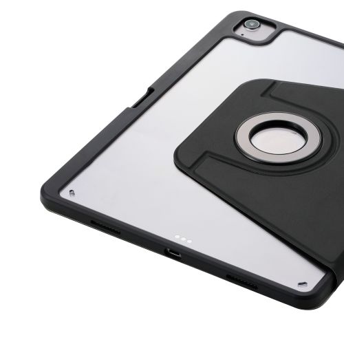 13インチiPad Air(M2)/フラップケース/360度回転/マグネット着脱/背面クリア/ブラック