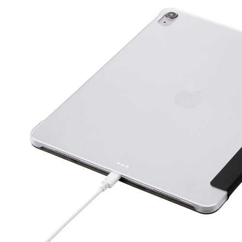 13インチiPad Air(M2)/フラップケース/薄型軽量/背面クリア/2アングル/スリープ対応/ブラック