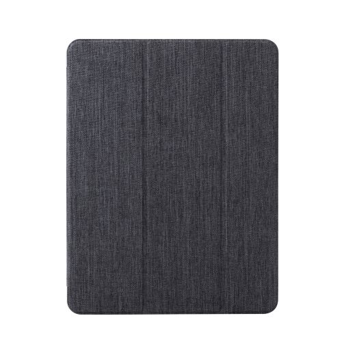 13インチiPad Air(M2)/フラップケース/薄型軽量/ファブリック/背面クリア/2アングル/ブラック