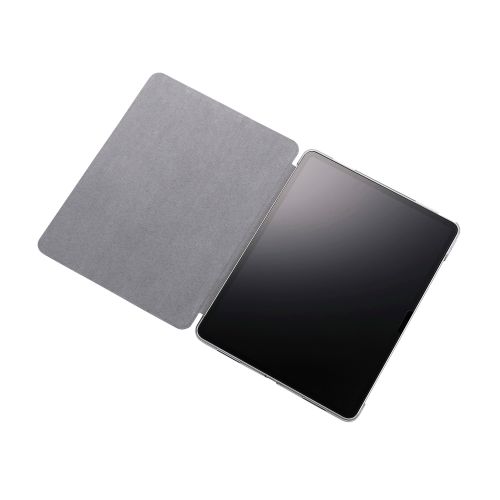 13インチiPad Air(M2)/フラップケース/薄型軽量/ファブリック/背面クリア/2アングル/ブラック
