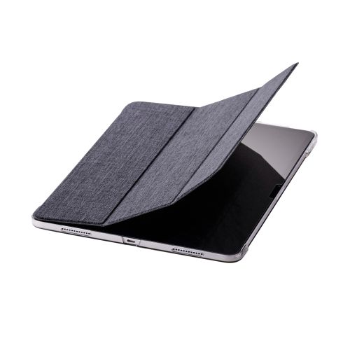 13インチiPad Air(M2)/フラップケース/薄型軽量/ファブリック/背面クリア/2アングル/ブラック