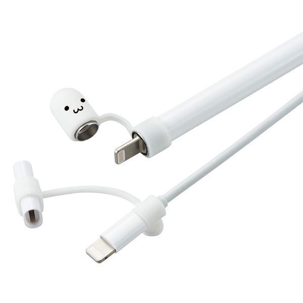 アップルペンシル専用充電アダプタ用紛失防止キャップ/ホワイトフェイス