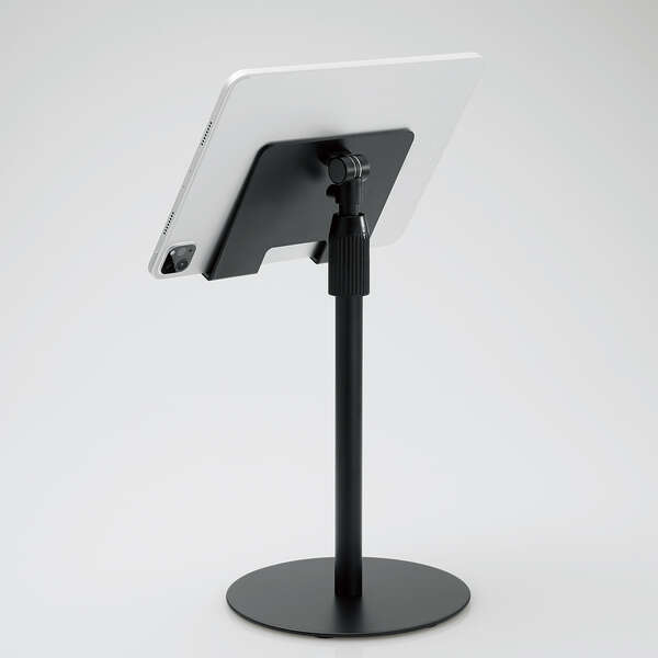 タブレット用スタンド/プットタイプ/伸縮アーム/卓上/ブラック