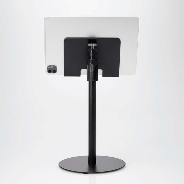 タブレット用スタンド/プットタイプ/伸縮アーム/卓上/ブラック