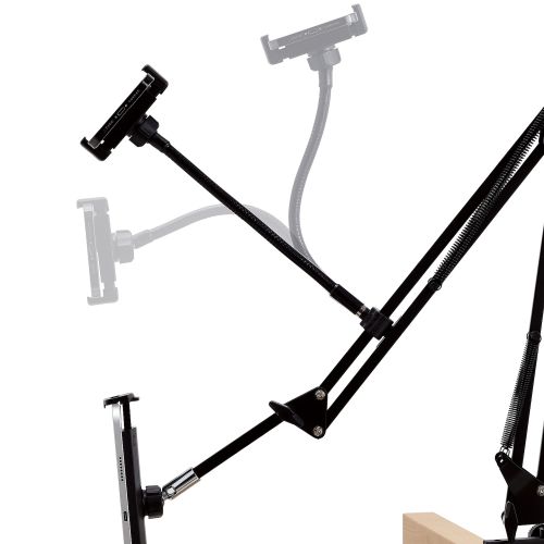 スマートフォン・タブレット用ダブルフレキシブルアームスタンド/Zアーム型/ブラック