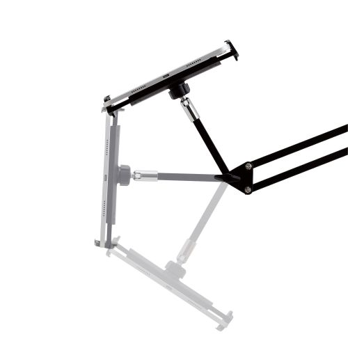 スマートフォン・タブレット用フレキシブルアームスタンド/Zアーム型/ヘッドボード取り付け可能/ブラック