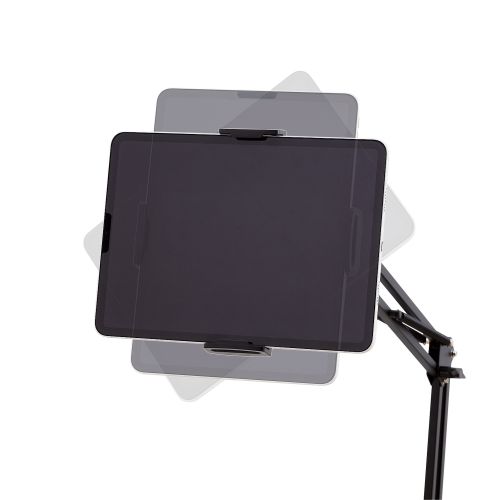 スマートフォン・タブレット用フレキシブルアームスタンド/Zアーム型/ヘッドボード取り付け可能/ブラック