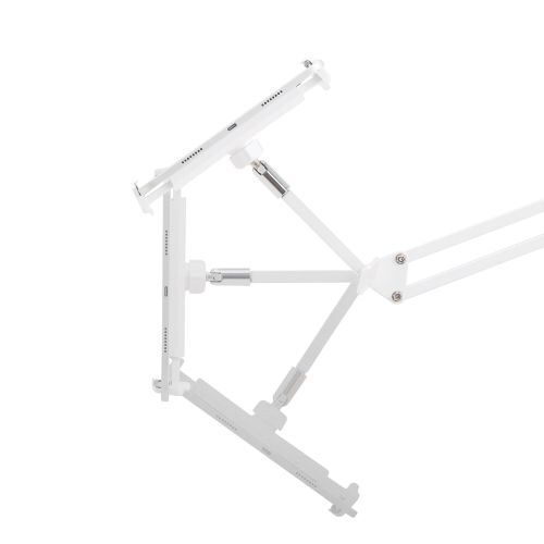 スマートフォン・タブレット用フレキシブルアームスタンド/Zアーム型/ヘッドボード取り付け可能/ホワイト