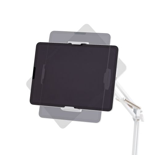 スマートフォン・タブレット用フレキシブルアームスタンド/Zアーム型/ヘッドボード取り付け可能/ホワイト