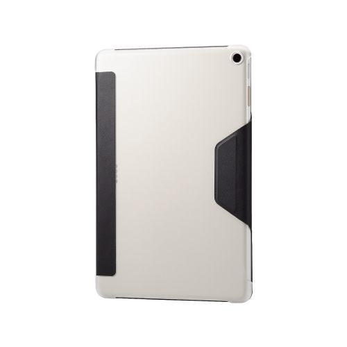 Google Pixel Tablet用フラップケース/背面クリア/ソフトレザー/2アングル/ブラック