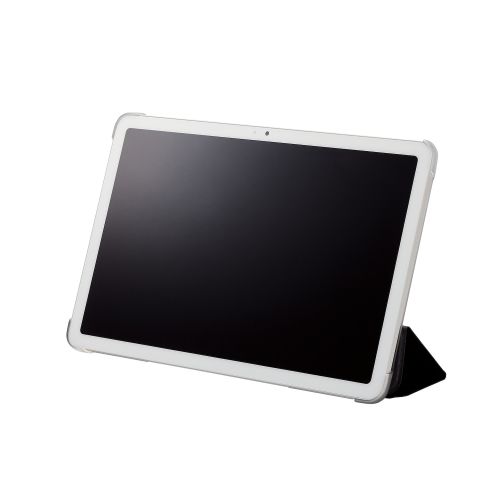 Google Pixel Tablet用フラップケース/背面クリア/ソフトレザー/2アングル/ブラック