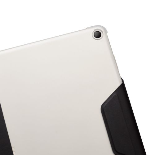 Google Pixel Tablet用フラップケース/背面クリア/ソフトレザー/2アングル/ブラック