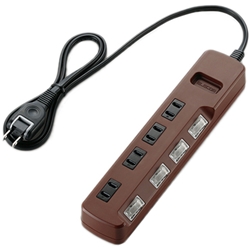 雷ガードタップ/Color Style/個別スイッチ/2P/4個口/1m/ブラウン