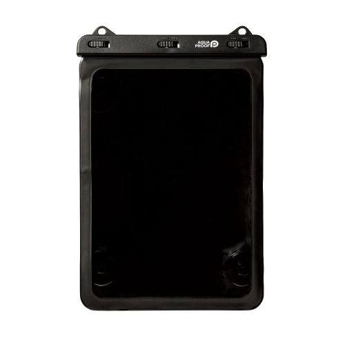 タブレット防水ケース/IPX8/お風呂/壁付け吸盤付/8.9～13inch/ブラック