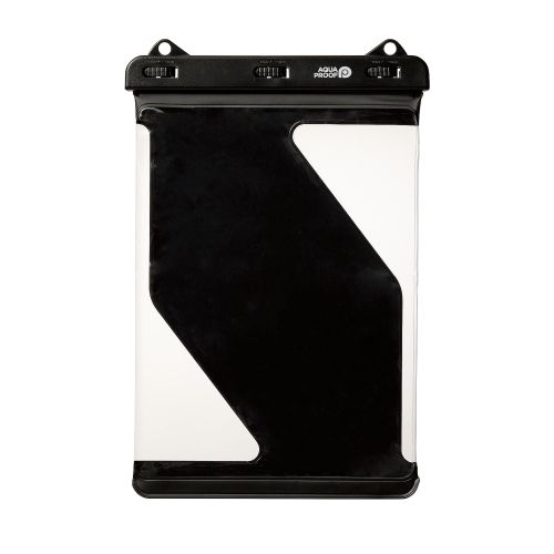 タブレット防水ケース/IPX8/ボタンの押しやすいサイドフレームレスタイプ/ネックストラップ付/8.9~13inch/ブラック